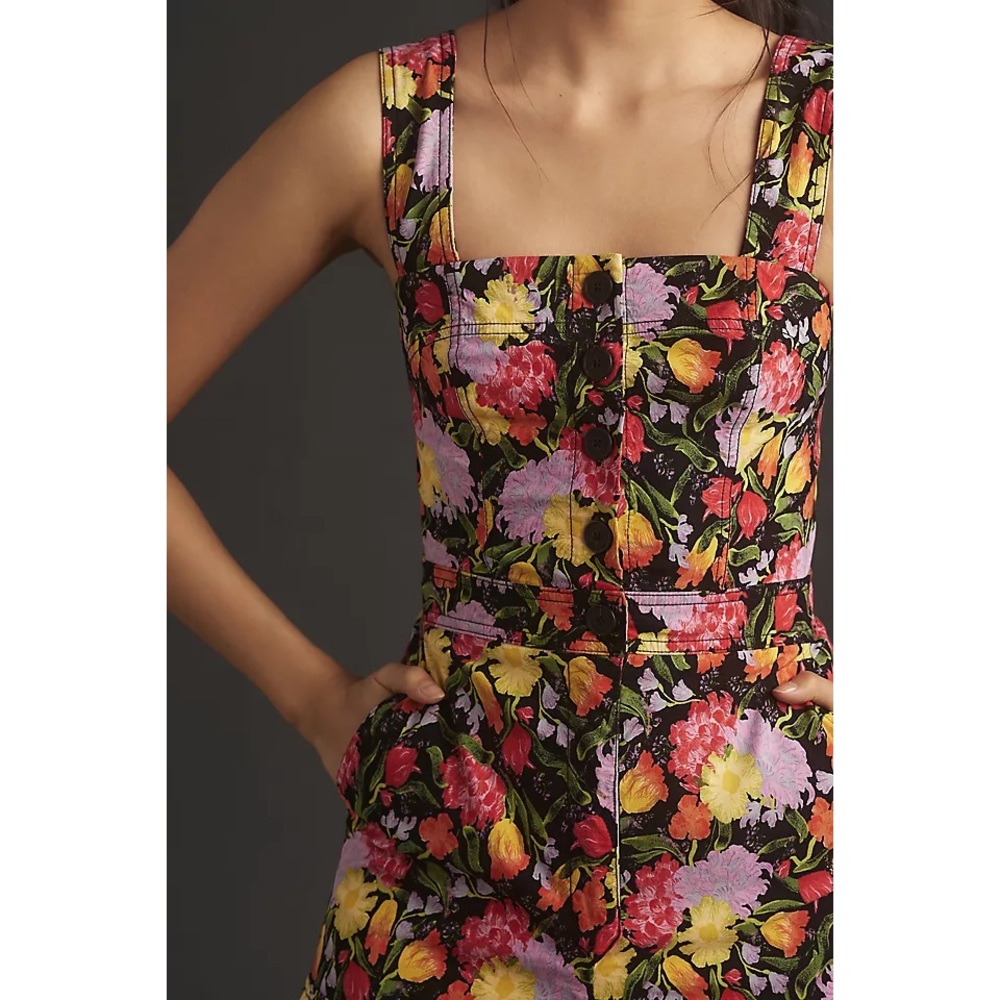 Anthropologie x Yukiko Noritake Portside Button-Front Colorful Floral Romper